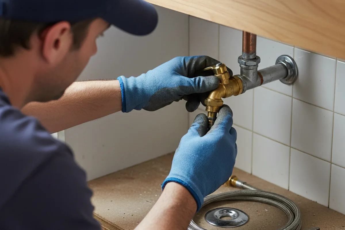 Shutoff valve and fitting work during Burst Pipe Repair in Hometown